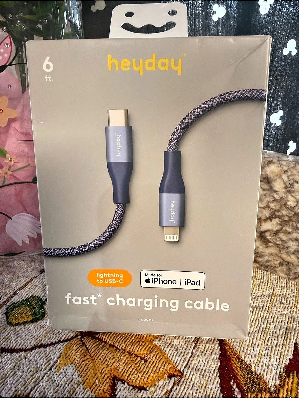 heyday 6ft USB-C to Lightning Braided Cable Purple NWT